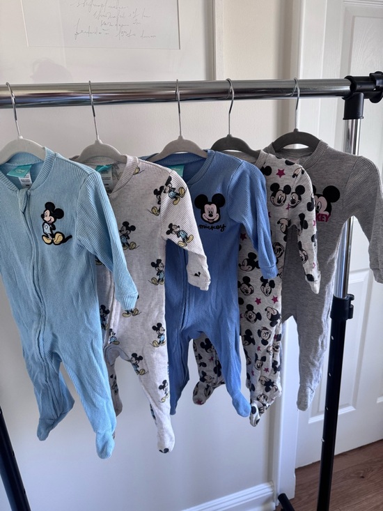Disney Other - Disney Mickey Mouse Blue, Light Blue & Gray Baby One-Piece Footies - 5 Pack